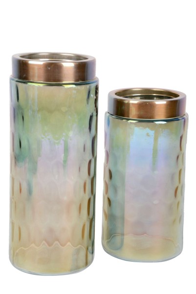 Vase Glas Waben m. Goldrand D11,5xH22cm