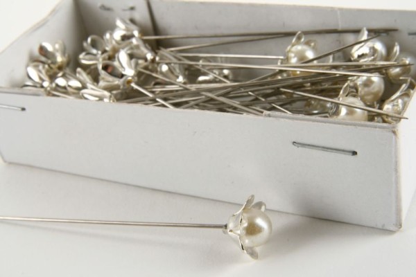 Nadel Perle in Blütenfassung S/36 - D1,5xL8cm