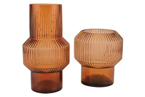 Glasvase Rillen D16xH34,5cm
