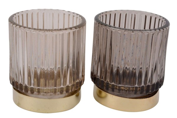 Teelichtglas Goldfuss 2Mod D8,5xH13cm