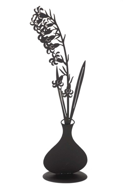 Vase Silhouette Albi m. Blüten Metall 10,5x6x30,5