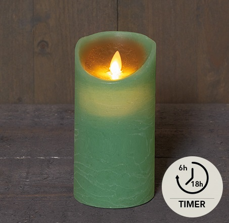 LED-Kerze bewegl. Flamme 7,5x15cm (Timer/3xAAA)