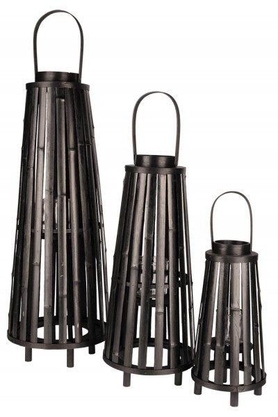 Laterne Bambus rund konisch - D19xH39/51cm