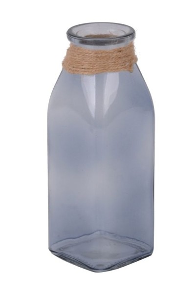 Flasche eckig m. Juteband - 6x6xH15,5cm