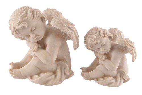 Engel seitlich sitzend Polyresin 12x13,5x15cm