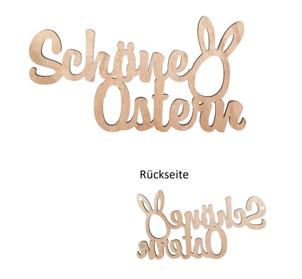 Holz-Schriftzug "Schöne Ostern" m. Magnet 14x26cm
