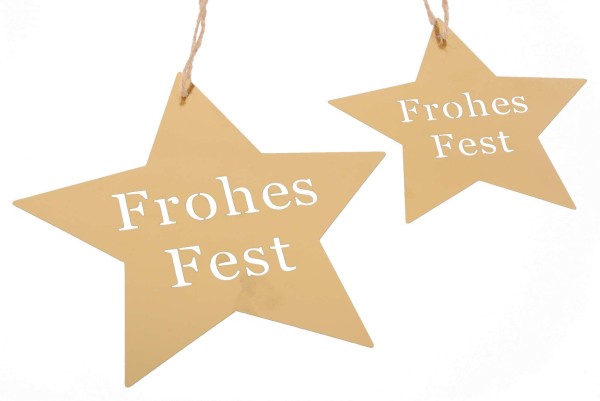 Metallstern Frohes Fest D13xL22cm