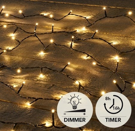 LED Ricelight 160L L8m (Timer/Outdoor/IP44/Dimmer)