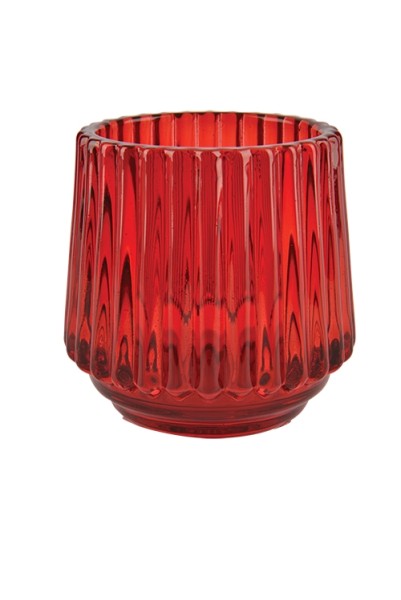 Teelichtglas Rillen konisch D7xH7cm