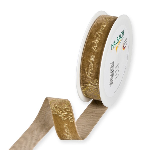 Samt-Druckband 25mm x 6m "Frohe Weihnachten"