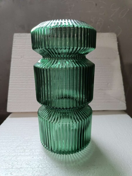 Vase Glas gerillt D12xH25cm