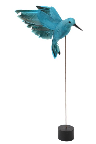 Feder-Vogel "Paradies" auf Fuß 18x18cm H40cm