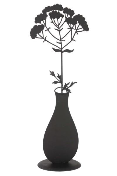 Vase Silhouette Albi m. Blüten Metall 8,5x6x30,5c