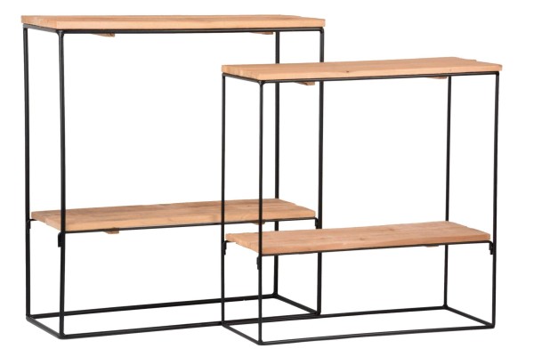 Sideboard Holz/Metall S/2 55x22x57/60x24x66cm