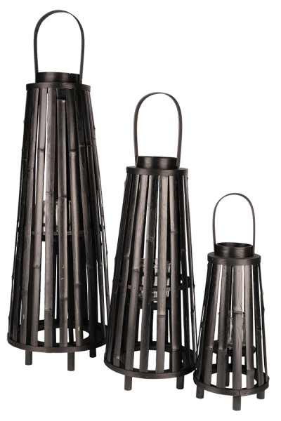 Laterne Bambus rund konisch - D26xH60/76cm